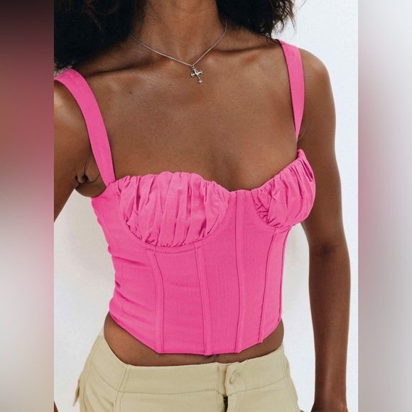 Princess Polly Tops - NWT Princess Polly Shadbolt Corset Cropped Bustier Top Size 8 Hot Pink